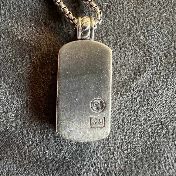 David Yurman Midnight Melange Dog Tag w/ Diamonds Necklace - 18" - RARE - Picture 10 of 16